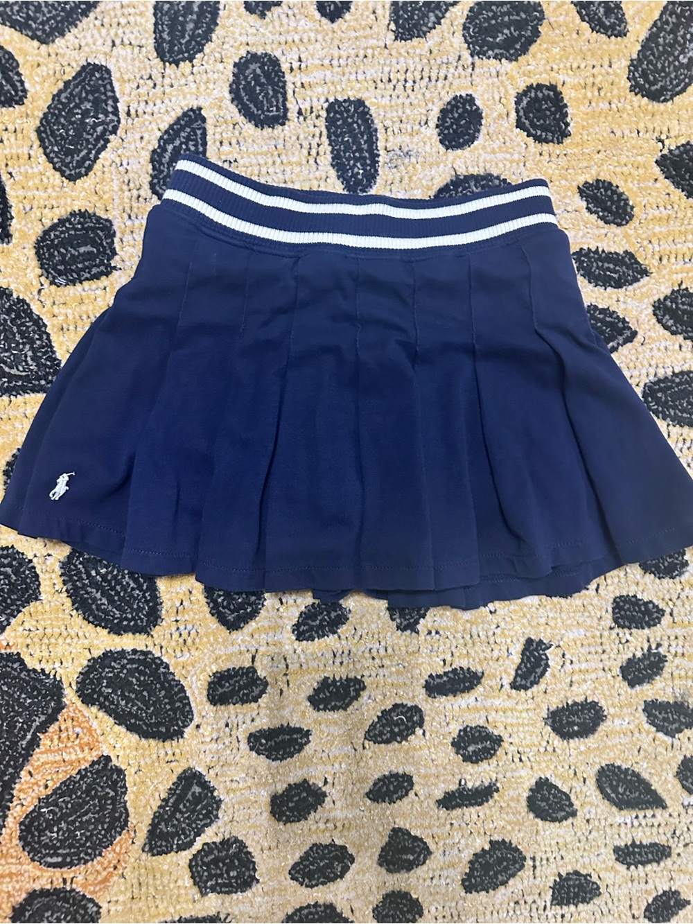 Polo by Ralph Lauren Navy Pleated Skort with Striped Waistband